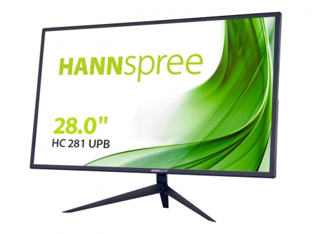 28" UHD 4K Hannspree HC281UPB , 350cd/m², 10Mio:1, 5ms, HDMI/2x DisplayPort 1.4/USB-C, Lautsprecher, schwarz 