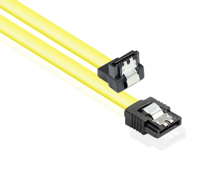 SATA Kabel ca.0,50m gewinkelt mit Arretierung, gelb 
